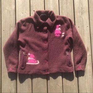 Vintage Zink Woman’s Small Wool Purple Jacket Inuit Eskimo Cardigan